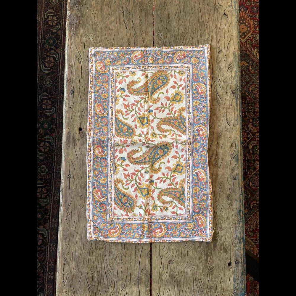 Pottery Barn Kumari Block Print Paisley Cotton Bohemian Lumbar Pillow Cover